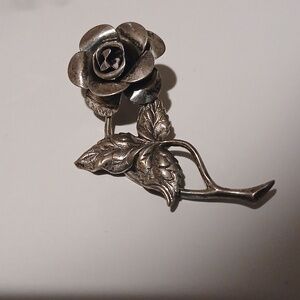 Beau Sterling Flower Brooch Vintage 2" 3D